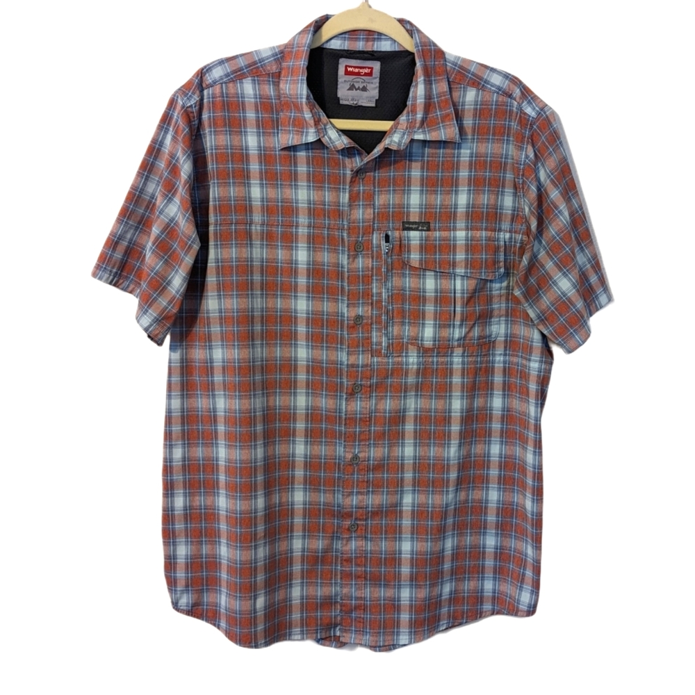 Wrangler Outdoor Series Asymmetrical Zip Pocket Plaid Shirt Regular Fit Large